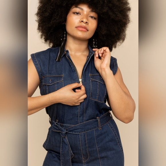 Mixed By Nasrin Pants - Mixed By Nasrin Sleeveless Denim Jumpsuit